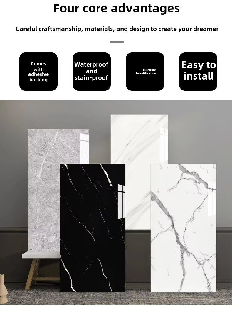 Large White Marble Tile Wall Stickers