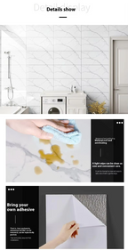Large White Marble Tile Wall Stickers