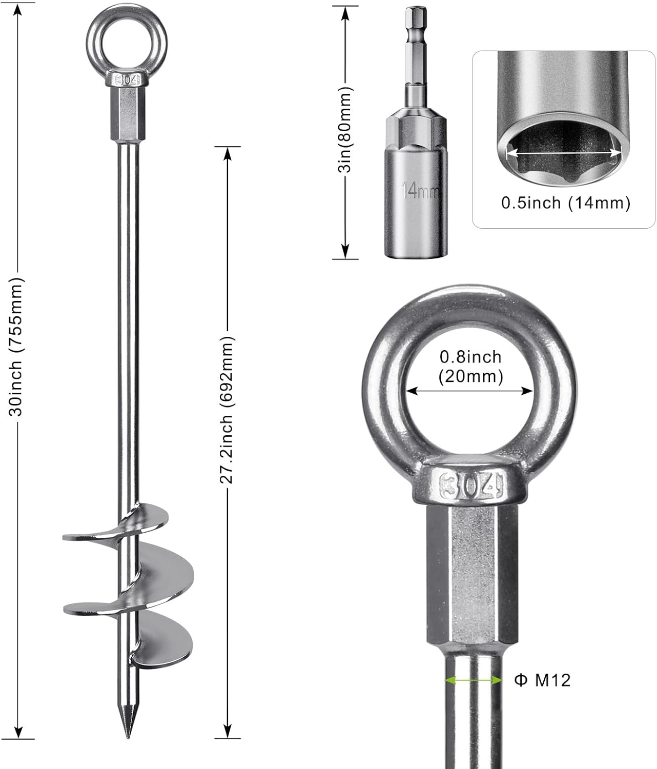Ground Anchors Screw in Heavy Duty
