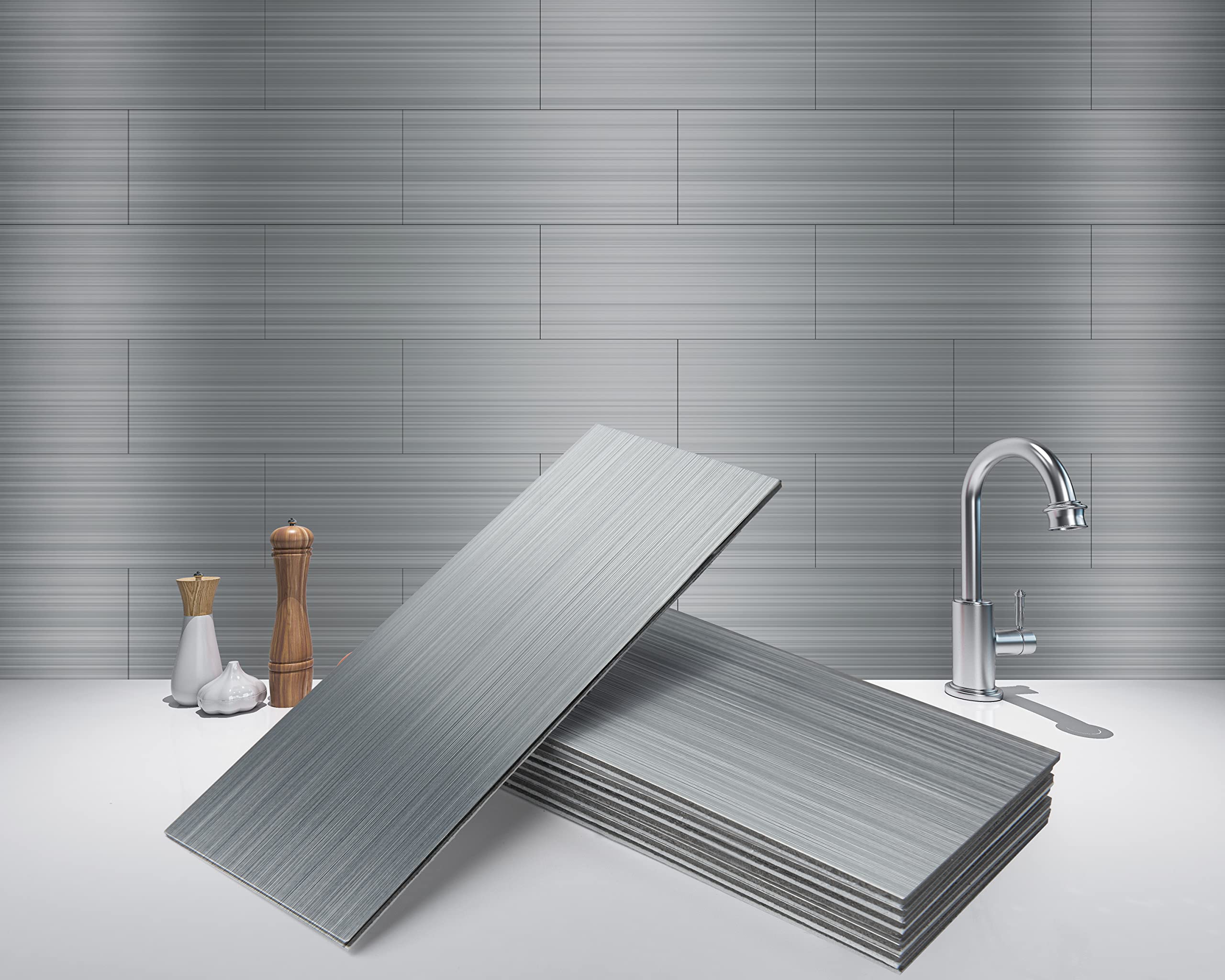 Peel and Stick Stainless Steel Metal Backsplashes