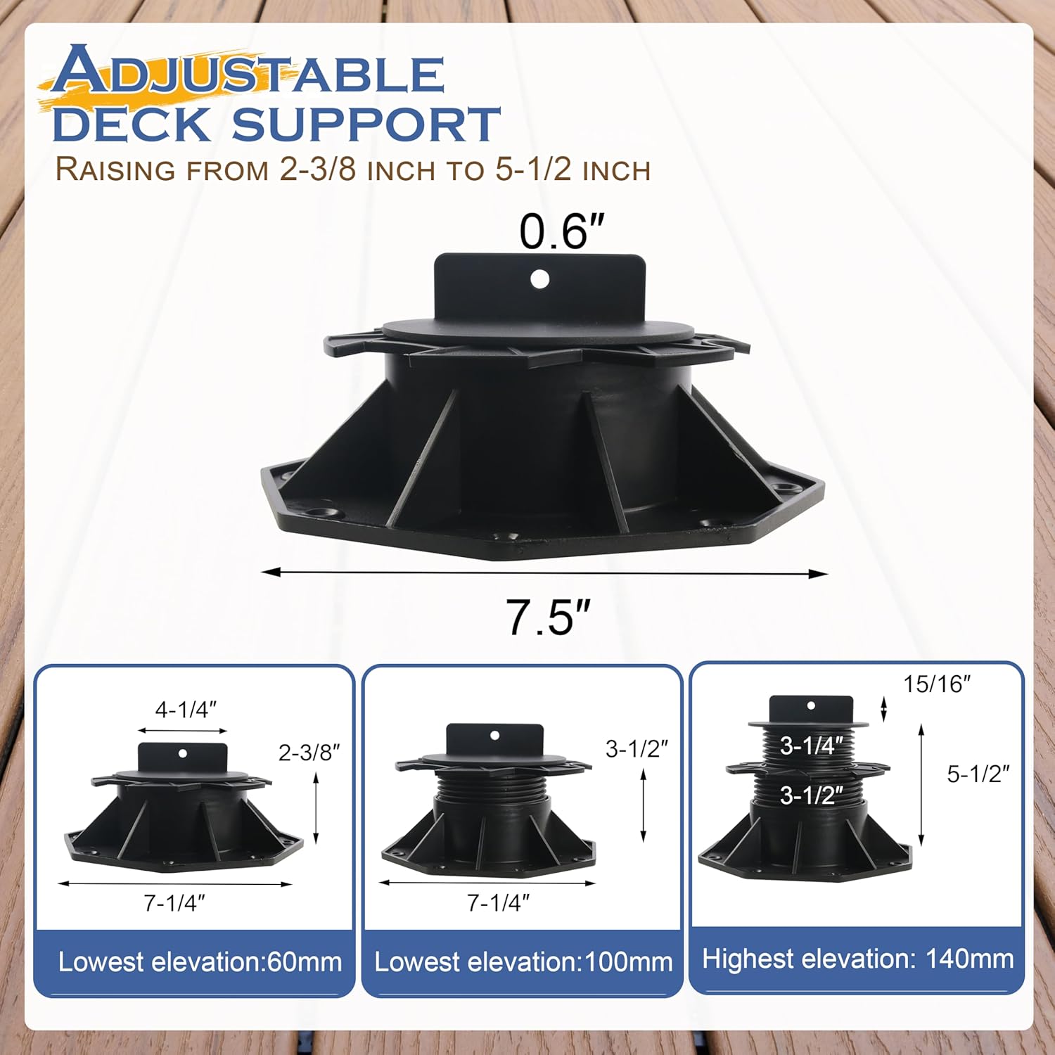 Adjustable Deck Support Pedestal