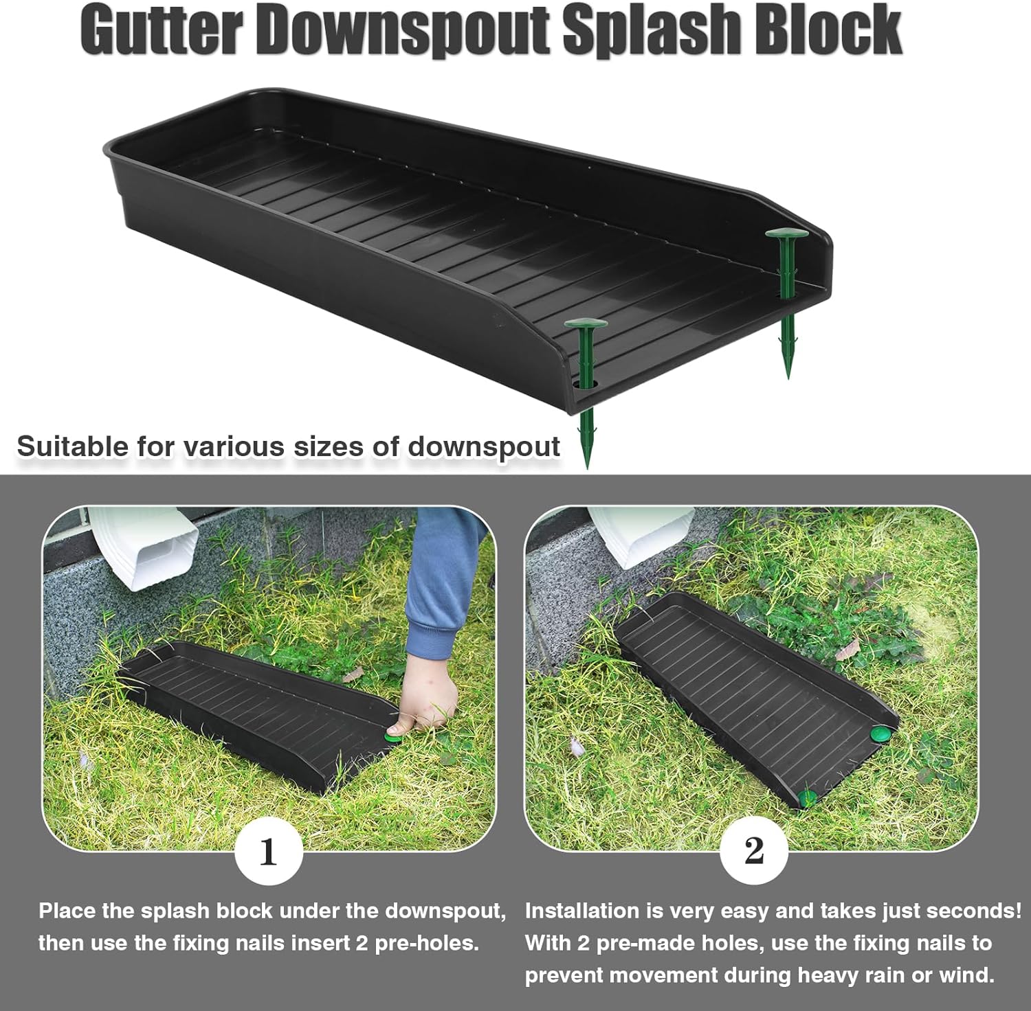 Rain-Gutter Downspout Splash Block