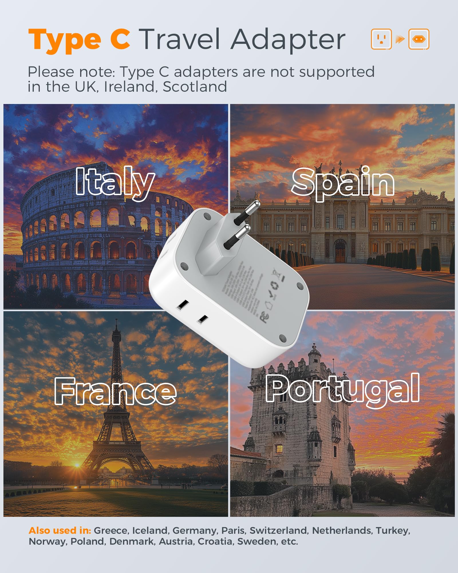 European Plug Adapter USB-C